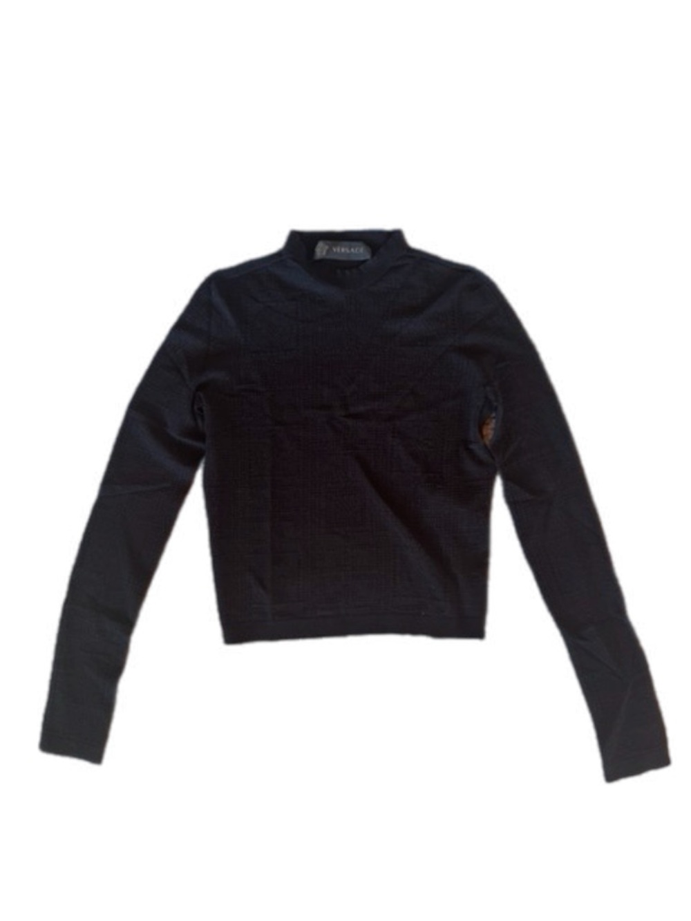 Gianni Versace Black Long Sleeve Mesh Crop Top